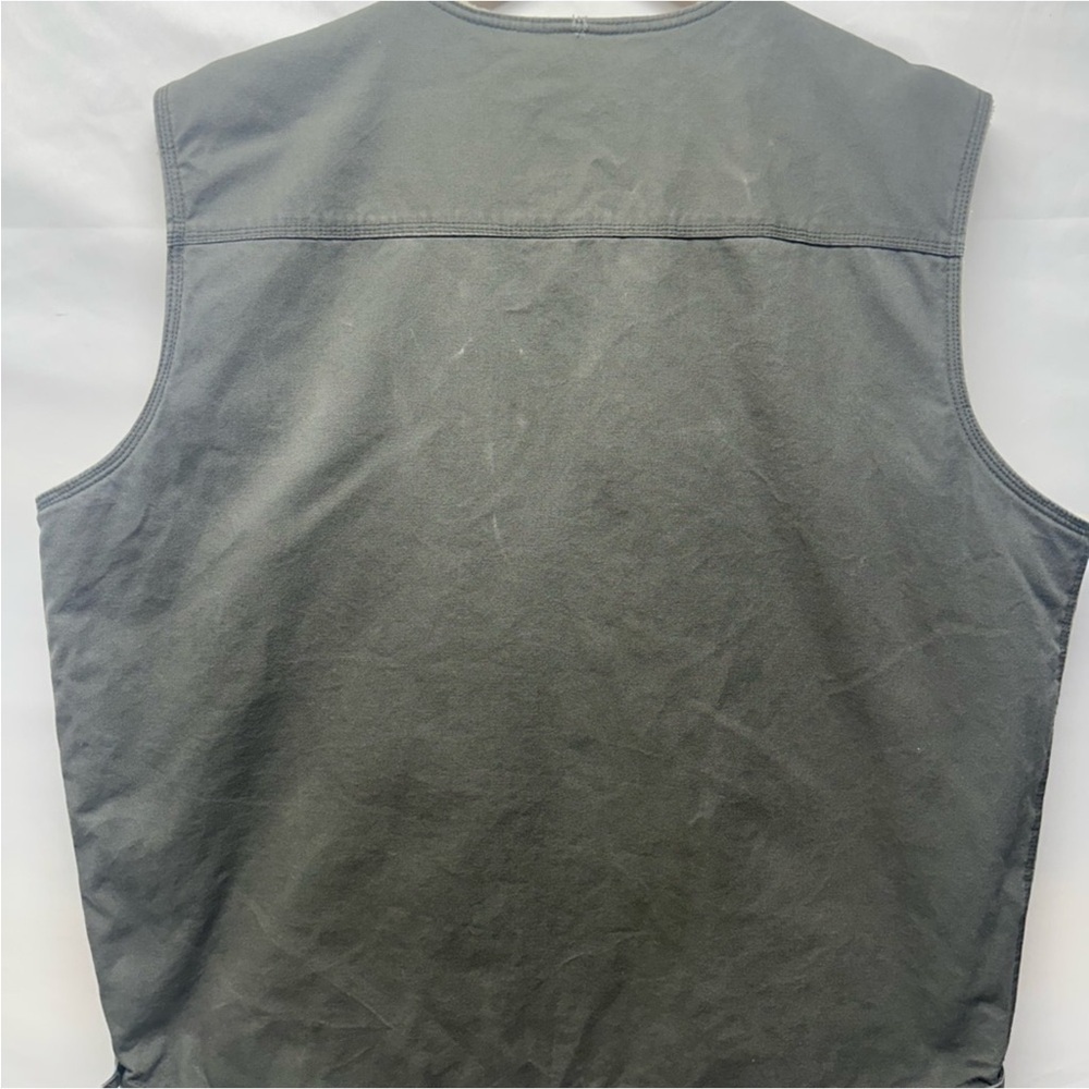 Cabela’s 2XL Tall Sherpa Lined Canvas Zip Vest Olive Green - Picture 3 of 8